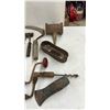 Image 2 : Assorted Antique and Vintage Hand Tools: Brace Drills, Scythe, Shears, Axe