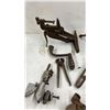 Image 5 : Assorted Antique and Vintage Hand Tools: Brace Drills, Scythe, Shears, Axe