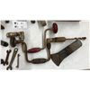 Image 8 : Assorted Antique and Vintage Hand Tools: Brace Drills, Scythe, Shears, Axe