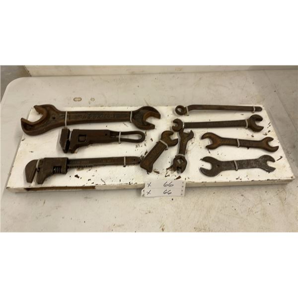 Vintage Wrench Display; Adjustable, Open-End, and Box-End Wrenches