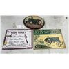 Image 1 : John Deere "GP" General Purpose Tractor Sign, John Deere Tractor Clock, and "Tool Rules" Sign