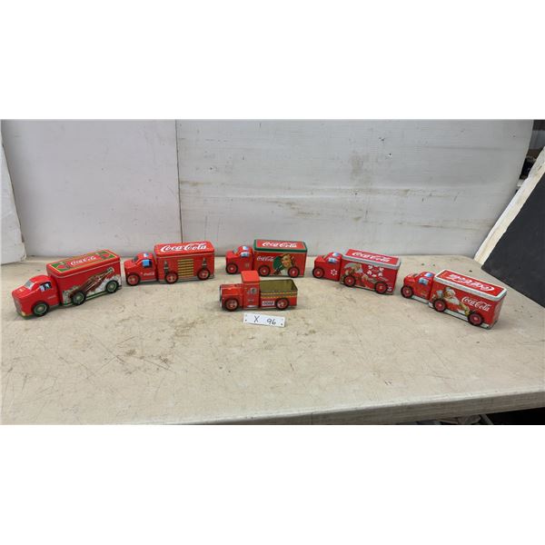 Coca-Cola Christmas and Classic Delivery Truck Tins, 8-Piece Lot