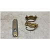 Image 7 : Assorted Antique Door Hardware: 4 Brass Door Plates, 5 Door Latches, 5 Door Knobs