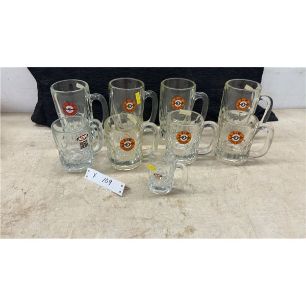 A&W Root Beer Mugs: (4) Large, (4) Medium and (1) Mini Mug