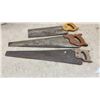 Image 7 : Collection of Vintage Hand Saws Including Stanley Panel Saw and Backsaws, Wooden Handles