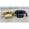 Image 2 : Two Rotary Dial Telephones: Black Bell System and Beige Western Electric, Each with Handset and