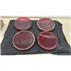 Image 2 : Four Red Glass Automotive Lenses, One Ribbed, 8 1/4” Diameter