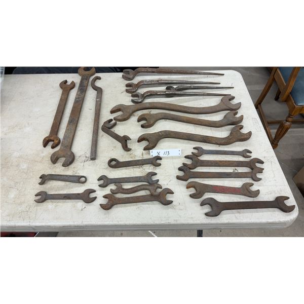 Lot of 30+ Antique and Vintage Wrenches: Spud Wrenches, Open-End Wrenches
