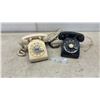 Image 1 : Two Rotary Dial Telephones: Beige Western Electric 500 and Black Western Electric 500