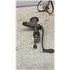 Image 11 : Vintage Tools: Metal Hard Hat, Meat Grinder, Branding Irons, Shears, Hacksaw