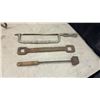 Image 3 : Vintage Tools: Metal Hard Hat, Meat Grinder, Branding Irons, Shears, Hacksaw