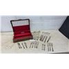 Image 1 : Silverplate Flatware Set in Wood Case, Different Patterns