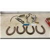 Image 1 : Vintage Farm and Ranch Tools: National No. 20 Meat Grinder, Sickle, Shears, 2 Hooks, and 4