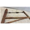 Image 6 : Vintage Bow Saw with Wooden Frame and Metal Blade, Wire Tensioner, and Wooden Crossbars