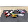 Image 1 : Vintage Schylling "Fireball" Boat, Wind-Up Duck, and 2 Tin Litho Train Cars