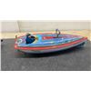 Image 2 : Vintage Schylling "Fireball" Boat, Wind-Up Duck, and 2 Tin Litho Train Cars