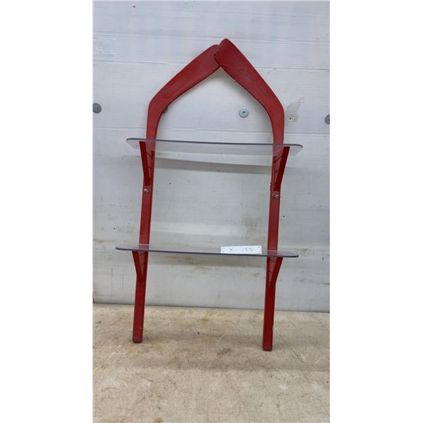 Unique Repurposed Hockey Stick Two-Tier Display Shelf Unit with Clear Acrylic Shelves, 38 × 20 × 6”
