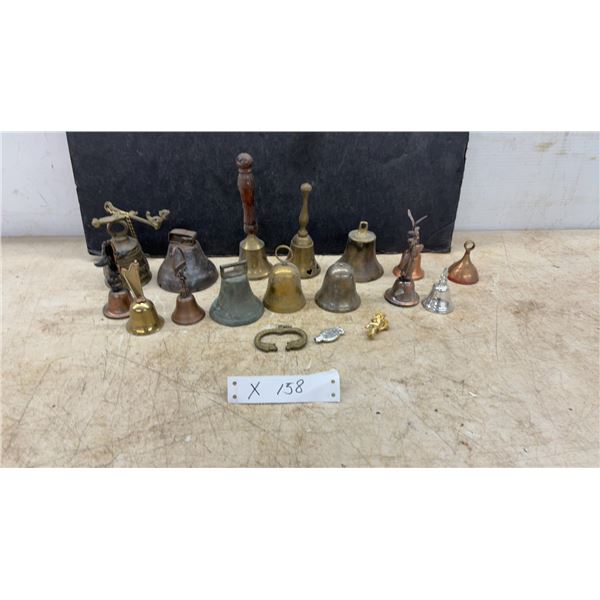 Collection of Bells: Brass Hand Bells, Copper Bells
