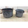 Image 2 : Granite Ware Pots with Lids and Enamel Mug