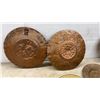 Image 3 : Collection of 8 Embossed Metal Decorative Plates: 5 Copper and 3 Brass, including Aztec Calendar