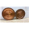 Image 6 : Collection of 8 Embossed Metal Decorative Plates: 5 Copper and 3 Brass, including Aztec Calendar