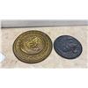 Image 9 : Collection of 8 Embossed Metal Decorative Plates: 5 Copper and 3 Brass, including Aztec Calendar
