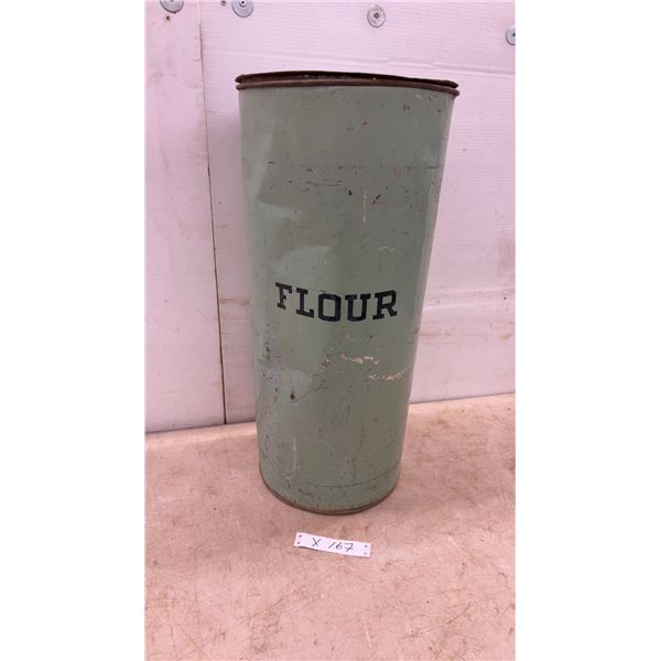 Vintage "Flour" Canister with Lid, 24” Tall