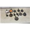 Image 1 : Assorted Cast Iron Trivets and Wall Hangings: "Bless This House" Plaque, Floral and Clown Tiles