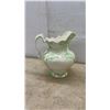 Image 4 : Ceramic Pitcher and Basin, Green and Pink Floral Motif