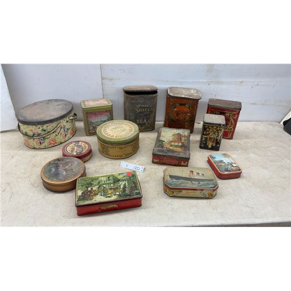Assorted Vintage Tea and Biscuit Tins: Peek Freans Martini Cracker Biscuits, Lipton's