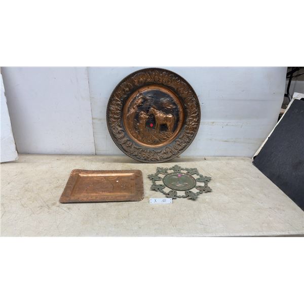 Copper Wall Plate 23” Diameter, Copper Tray, and Metal Sun Wall Decor