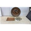 Image 1 : Copper Wall Plate 23” Diameter, Copper Tray, and Metal Sun Wall Decor