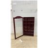 Image 4 : Curved Top Wall-Mount Display Cabinet with Glass Door, Brass Hardware, and 15 Compartments