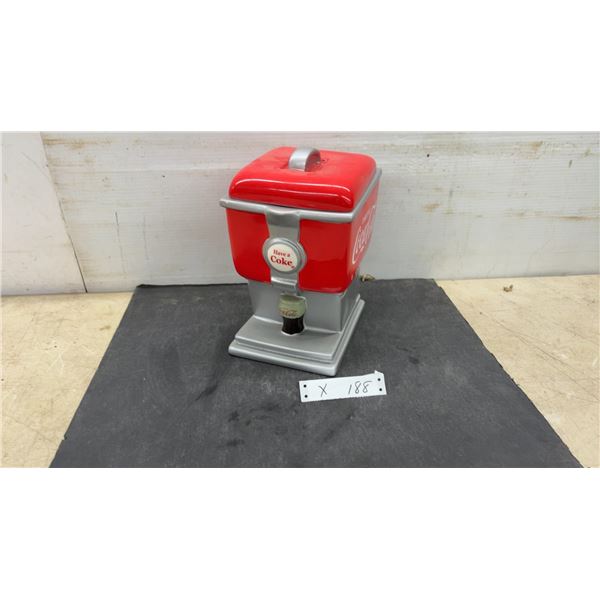 Coca-Cola Ceramic Cookie Jar and Lid, Dispenser Design, “Have a Coke”