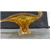 Image 4 : Amber Chalet Glass Swan-Form Bowl, Approximately 11 × 17 × 6 1/4”