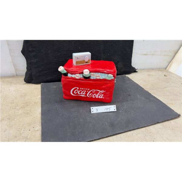 Coca-Cola Cooler Cookie Jar with Radio and Bottles