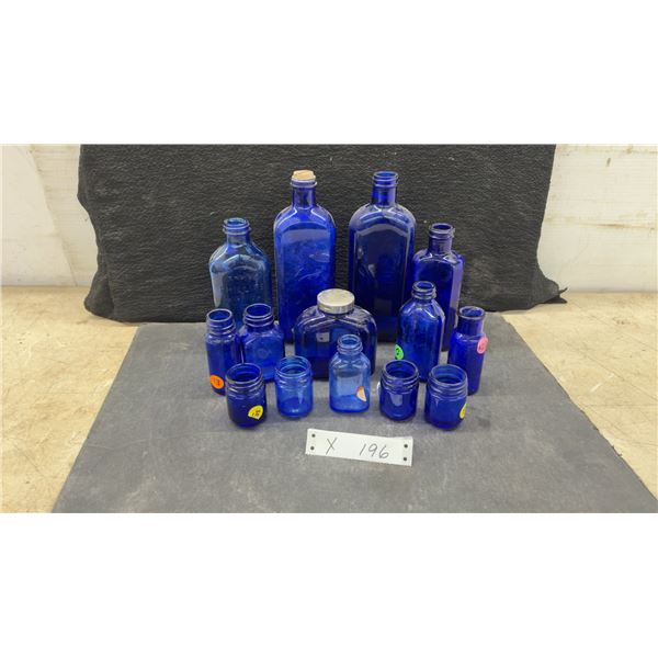 Collection of Cobalt Blue Glass Bottles Including Genuine Phillips' Milk of Magnesia
