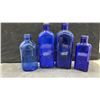 Image 2 : Collection of Cobalt Blue Glass Bottles Including Genuine Phillips' Milk of Magnesia