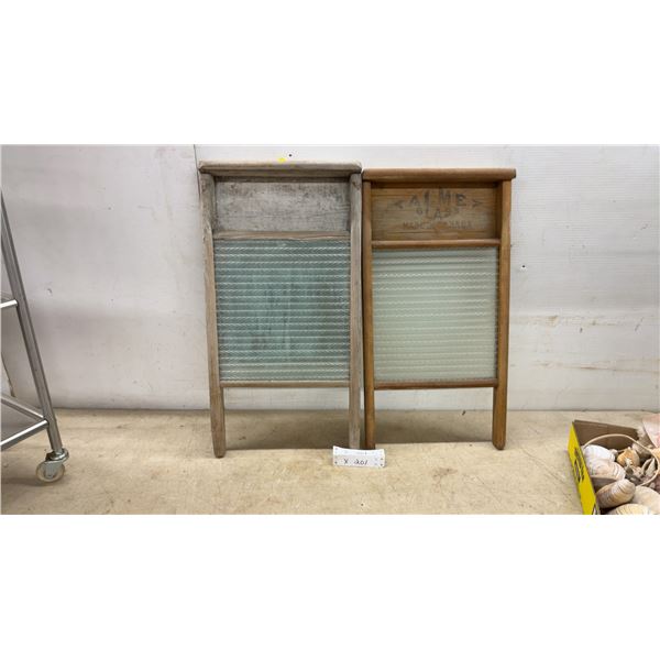 Two Vintage Canadian Woodenware Co. and Acme Glass Washboards, Made in Canada