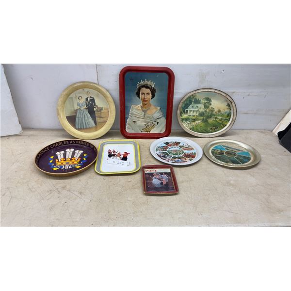 Assorted Decorative Trays: Queen Elizabeth II, Prince Philip, Grand Ole Opry, Fort McMurray