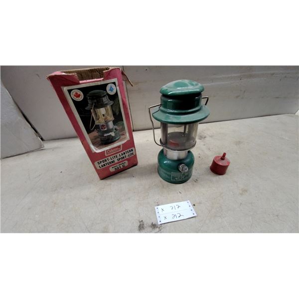 Coleman Sport-Lite Lantern Model 321C with Original Box and Filler Funnel, Made in Canada