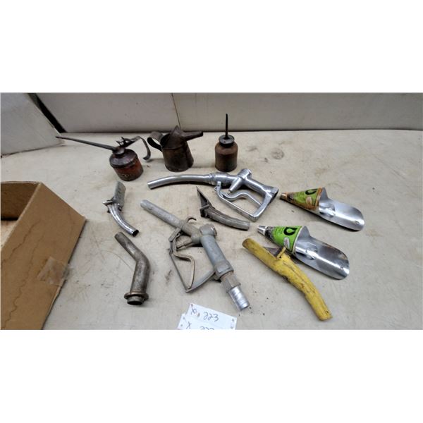 Vintage Fuel Nozzles, Oil Cans, ESCO Pump Oiler