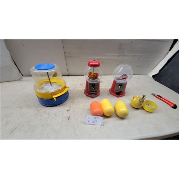 Vintage Ideal Toys Ring-Ding-Bomb Gumball Machine, Blue and Yellow, circa 1960s-1970s and 2 others