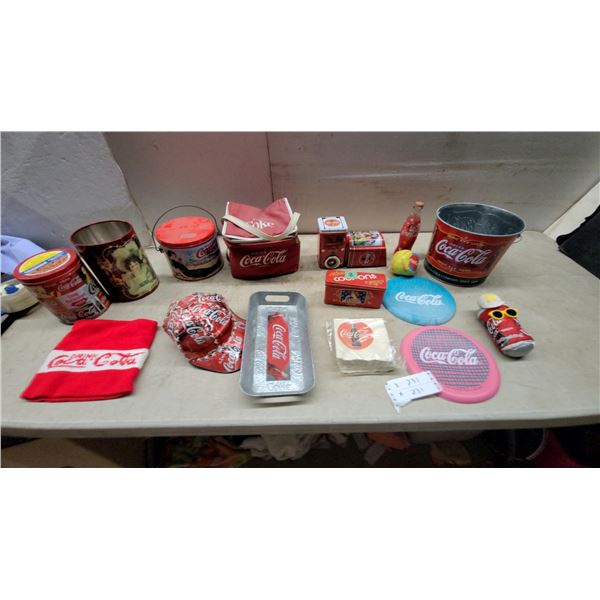 Coca-Cola Collectibles: Terry Toque Tins, Cooler Bag, Napkins, and Tray