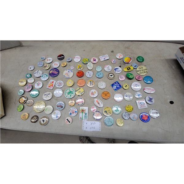 Large Collection of Vintage Promotional and Souvenir Pin-Back Buttons, 1970s-2000s