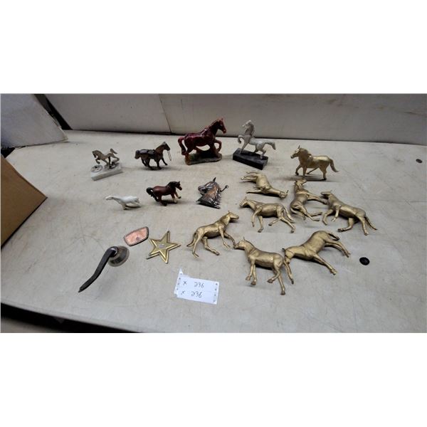 Collection of Horse Figurines, Vintage Brass Star Opener