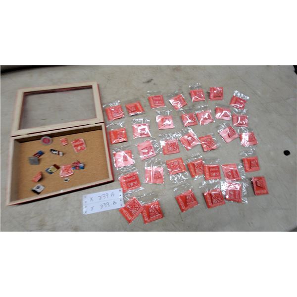 Coca-Cola Olympic Games Collectible Pin Collection Featuring 1988 Calgary and Seoul in Wooden Case