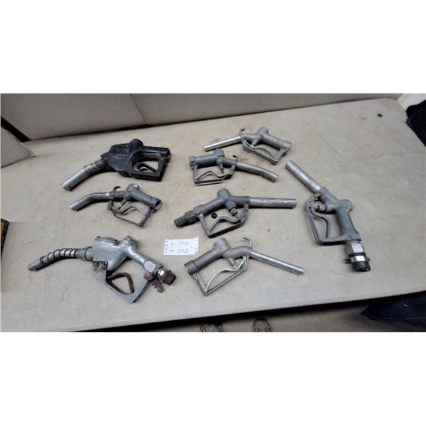 Assortment of 8 Fuel Nozzles: OPW 100-M, 11B, 1560, and Fill-Rite