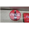 Image 2 : Coca-Cola Bottle Cap Sign, Serving Trays, Oval Sign, and Movie Treats Tin Sign, 5 Pieces