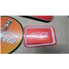 Image 5 : Coca-Cola Bottle Cap Sign, Serving Trays, Oval Sign, and Movie Treats Tin Sign, 5 Pieces